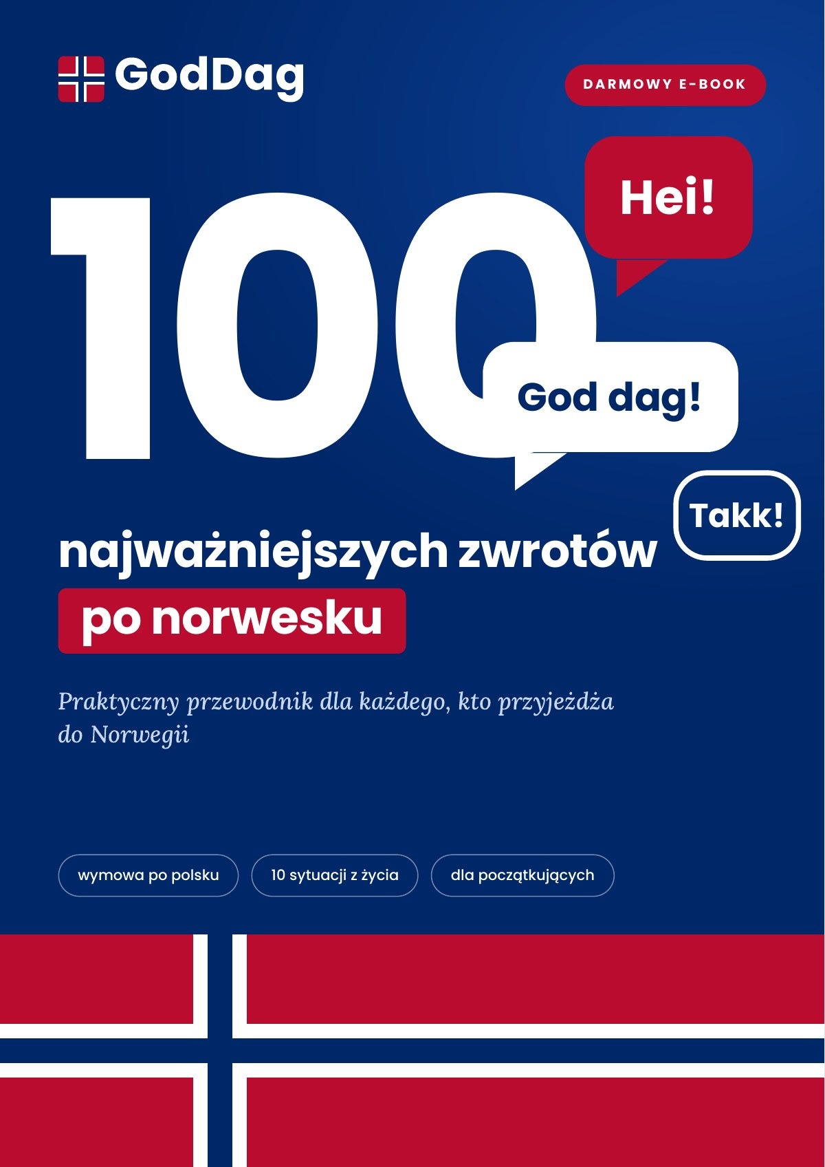 Okładka darmowego e-booka: 100 najważniejszych zwrotów po norwesku